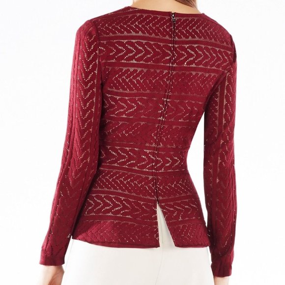 ❤️ $198 BCBGMAXAZRIA Long Sleeve Pietro Wine Knit Top Shirt; Size Medium M - Picture 2 of 6